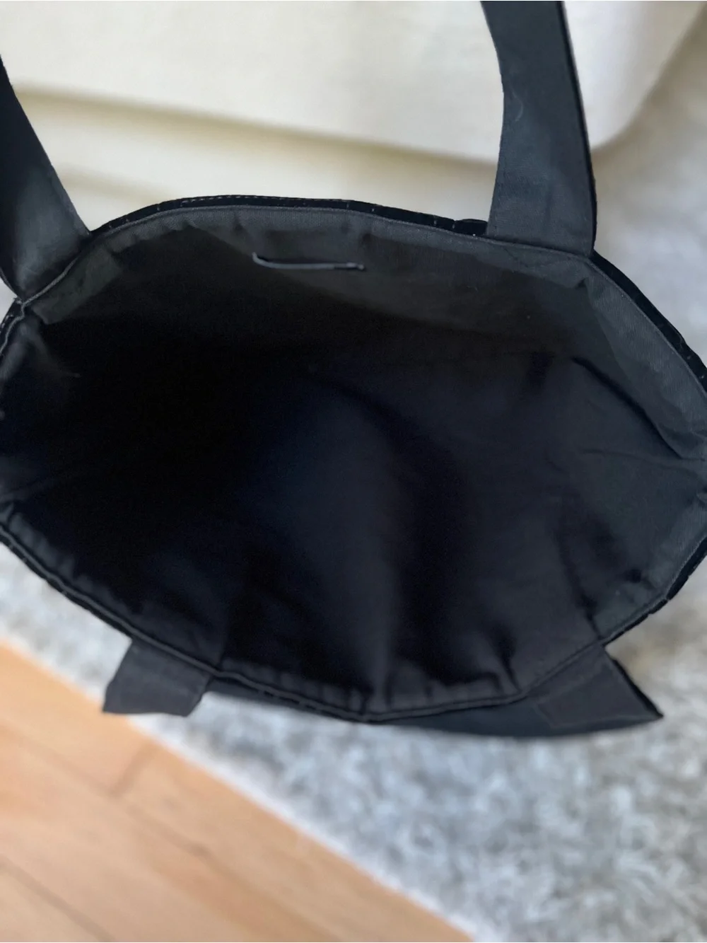 Balmain Black Velvet Tote Bag with Gold Logo